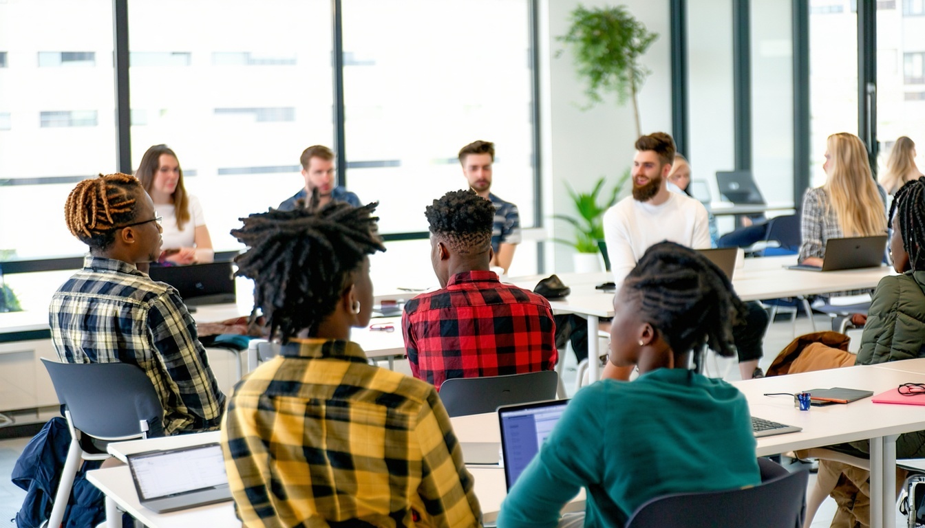 Young adults participating in a certification program workshop
